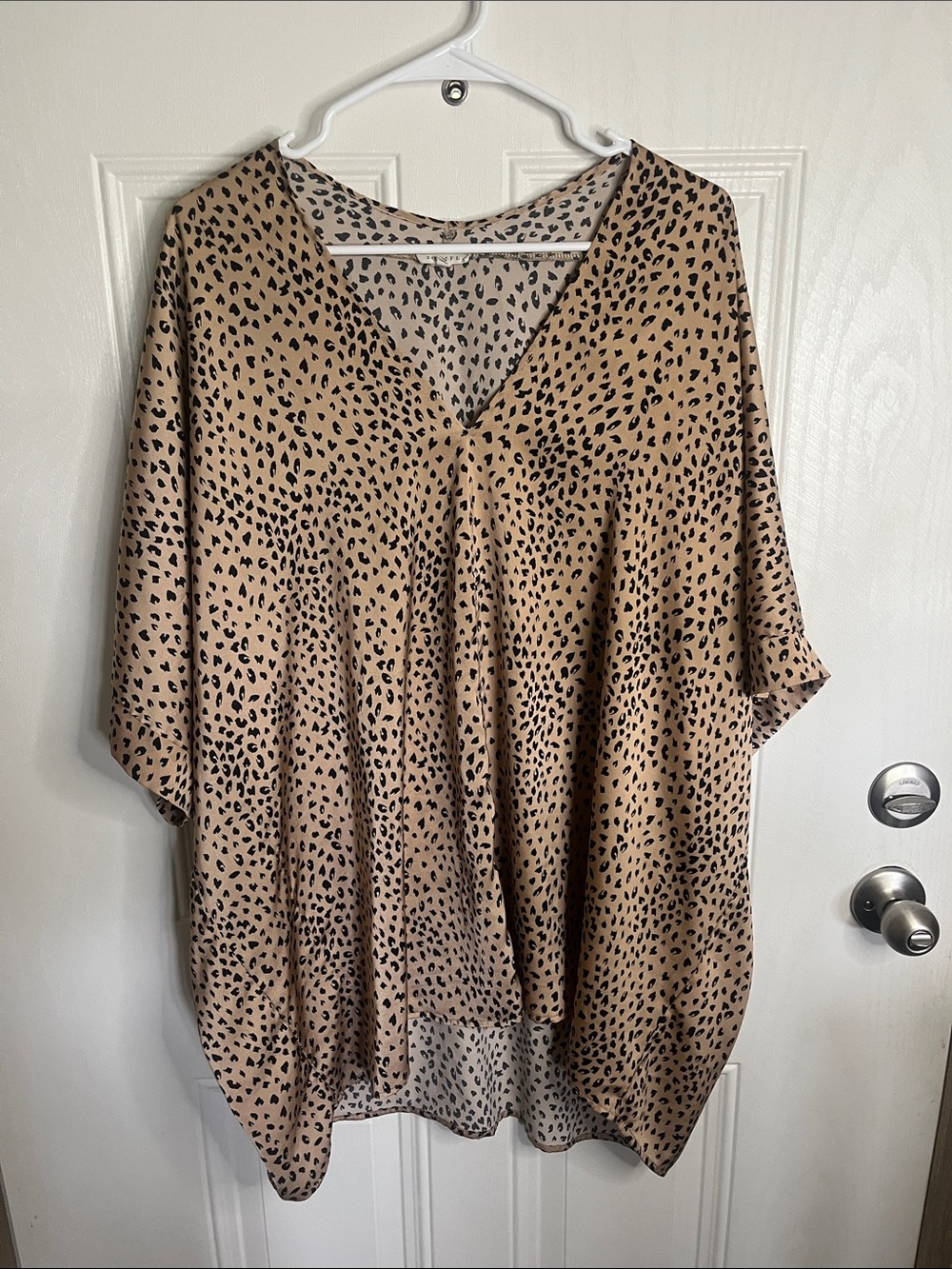 JODIFL Tan and Black Leopard Print V-Neck Tunic